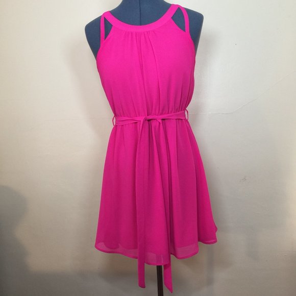 Ya Los Angeles Dresses & Skirts - Ya Los Angeles Hot Pink/Fuchsia Silk and Polyester Dress Size M